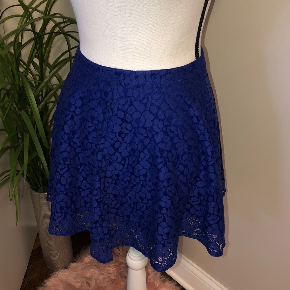 Top Shop Blue Lace Skater Skirt - Picture 2 of 7